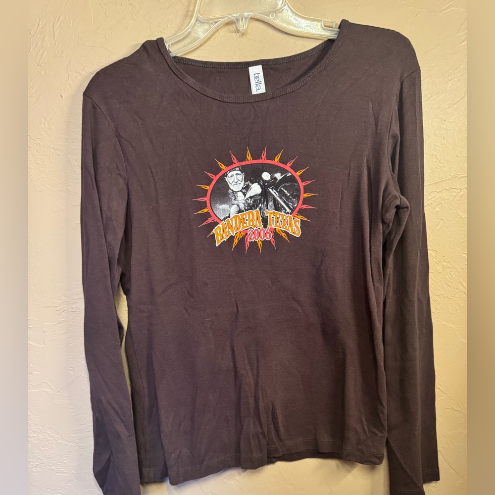 2006 Willie and Sturgis Brown Graphic Long Sleeve Top